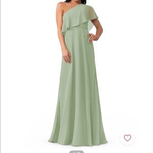 Azazie dusty sage Lizzy bridesmaid dress